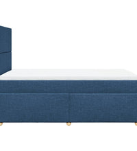 Boxspringbett mit Matratze Blau 120x190 cm Stoff