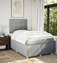 Boxspringbett mit Matratze Hellgrau 120x190 cm Stoff