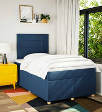 Boxspringbett mit Matratze Blau 120x190 cm Stoff