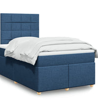 Boxspringbett mit Matratze Blau 120x190 cm Stoff