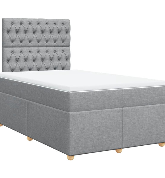 Boxspringbett mit Matratze Hellgrau 120x190 cm Stoff