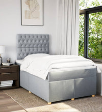 Boxspringbett mit Matratze Hellgrau 120x190 cm Stoff