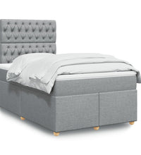 Boxspringbett mit Matratze Hellgrau 120x190 cm Stoff