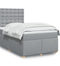 Boxspringbett mit Matratze Hellgrau 120x190 cm Stoff