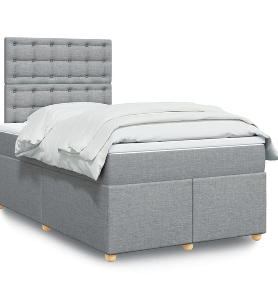Boxspringbett mit Matratze Hellgrau 120x190 cm Stoff
