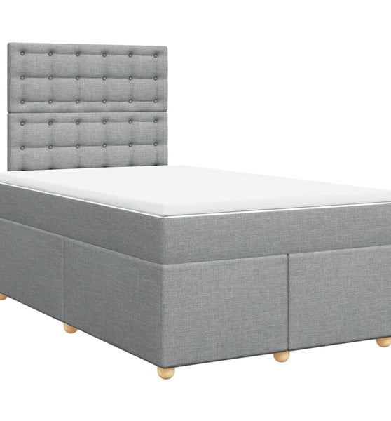 Boxspringbett mit Matratze Hellgrau 120x190 cm Stoff