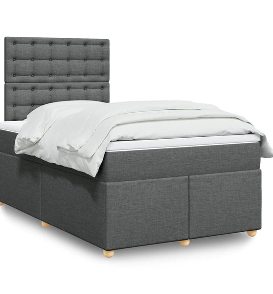 Boxspringbett mit Matratze Dunkelgrau 120x190 cm Stoff