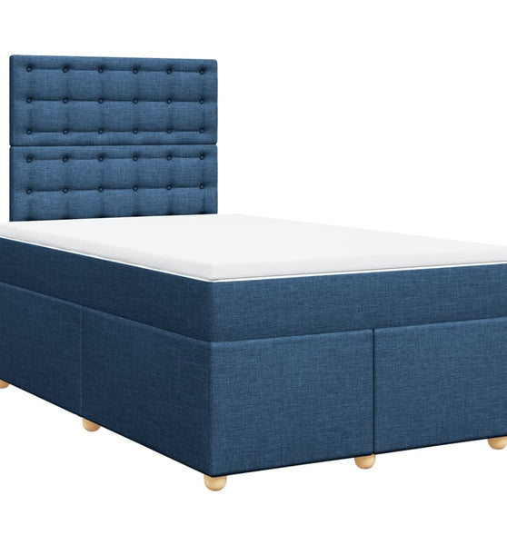 Boxspringbett mit Matratze Blau 120x190 cm Stoff