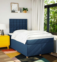 Boxspringbett mit Matratze Blau 120x190 cm Stoff