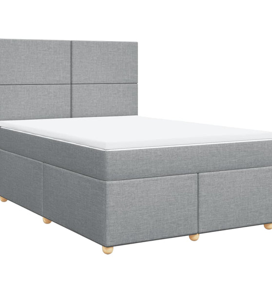 Boxspringbett mit Matratze Hellgrau 140x190 cm Stoff