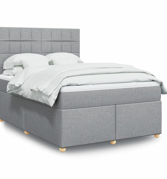 Boxspringbett mit Matratze Hellgrau 140x190 cm Stoff