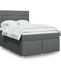 Boxspringbett mit Matratze Dunkelgrau 140x190 cm Stoff