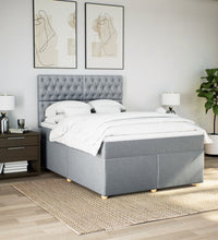 Boxspringbett mit Matratze Hellgrau 140x190 cm Stoff