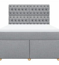 Boxspringbett mit Matratze Hellgrau 140x190 cm Stoff