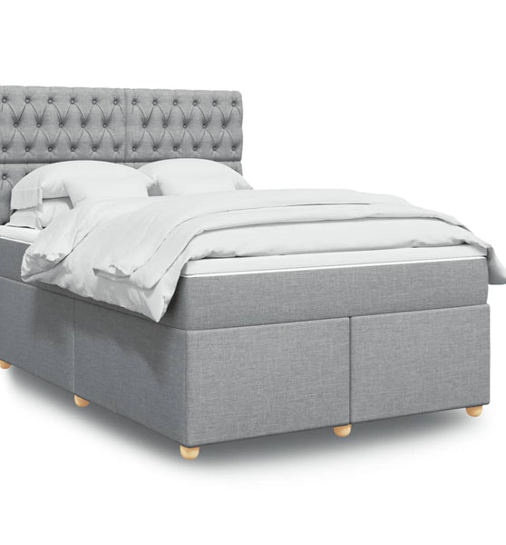 Boxspringbett mit Matratze Hellgrau 140x190 cm Stoff