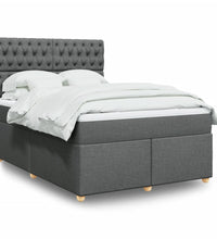 Boxspringbett mit Matratze Dunkelgrau 140x190 cm Stoff