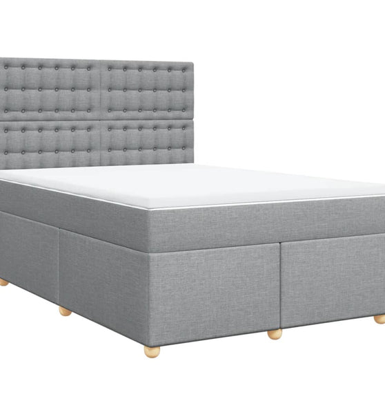 Boxspringbett mit Matratze Hellgrau 140x190 cm Stoff