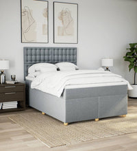 Boxspringbett mit Matratze Hellgrau 140x190 cm Stoff
