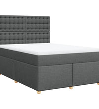 Boxspringbett mit Matratze Dunkelgrau 140x190 cm Stoff