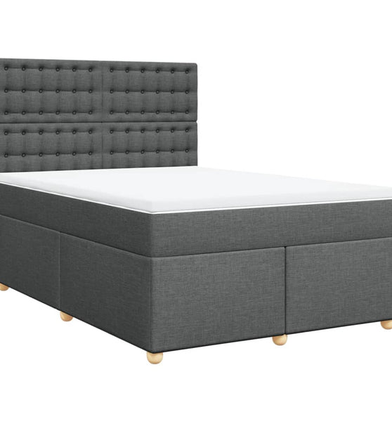 Boxspringbett mit Matratze Dunkelgrau 140x190 cm Stoff