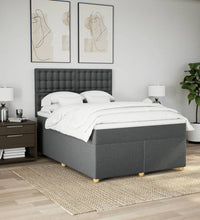 Boxspringbett mit Matratze Dunkelgrau 140x190 cm Stoff
