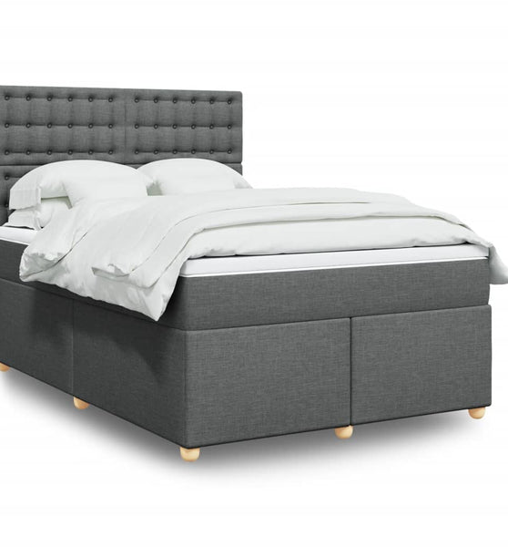 Boxspringbett mit Matratze Dunkelgrau 140x190 cm Stoff