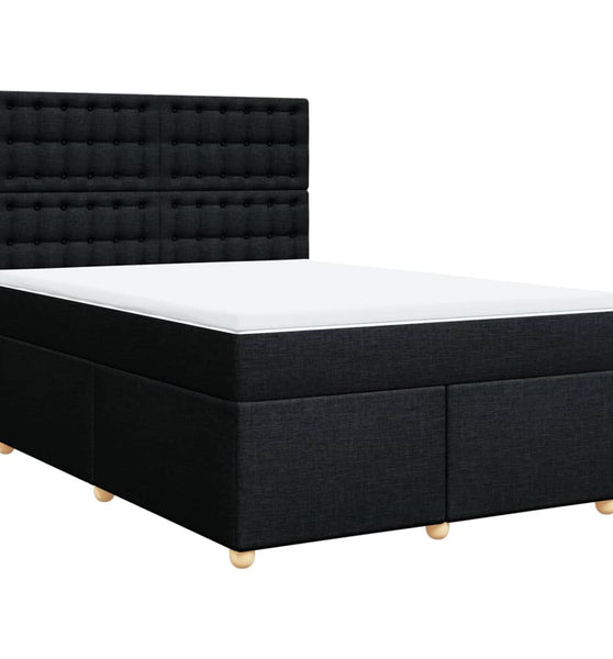 Boxspringbett mit Matratze Schwarz 140x190 cm Stoff