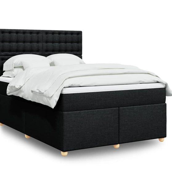 Boxspringbett mit Matratze Schwarz 140x190 cm Stoff