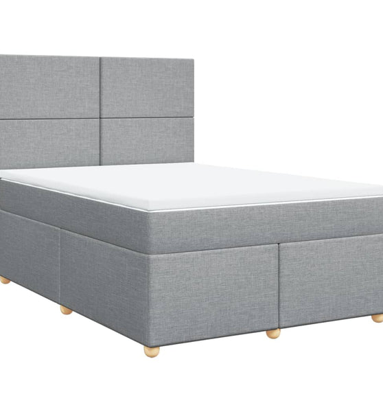 Boxspringbett mit Matratze Hellgrau 140x200 cm Stoff