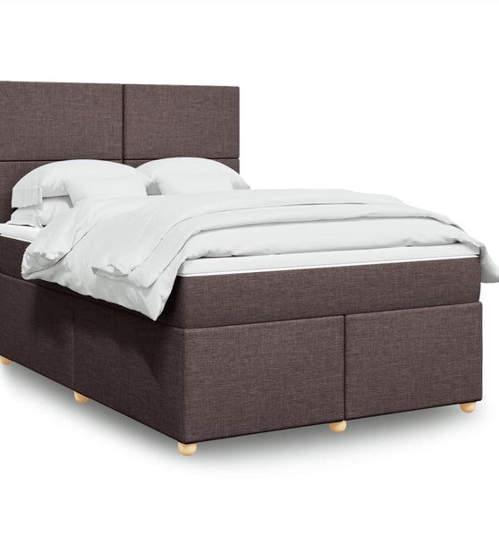 Boxspringbett mit Matratze Dunkelbraun 140x200 cm Stoff