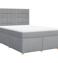 Boxspringbett mit Matratze Hellgrau 140x200 cm Stoff