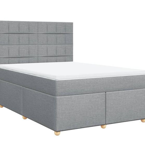 Boxspringbett mit Matratze Hellgrau 140x200 cm Stoff