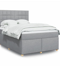 Boxspringbett mit Matratze Hellgrau 140x200 cm Stoff