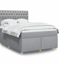 Boxspringbett mit Matratze Hellgrau 140x200 cm Stoff