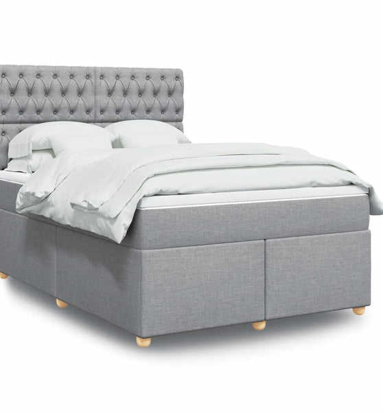 Boxspringbett mit Matratze Hellgrau 140x200 cm Stoff