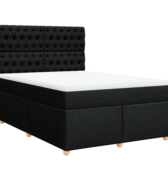 Boxspringbett mit Matratze Schwarz 140x200 cm Stoff