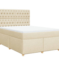 Boxspringbett mit Matratze Creme 140x200 cm Stoff