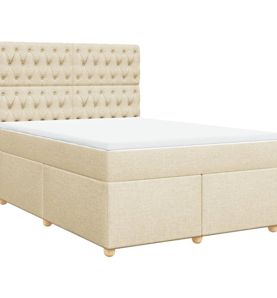 Boxspringbett mit Matratze Creme 140x200 cm Stoff