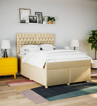 Boxspringbett mit Matratze Creme 140x200 cm Stoff