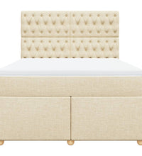 Boxspringbett mit Matratze Creme 140x200 cm Stoff