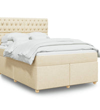 Boxspringbett mit Matratze Creme 140x200 cm Stoff