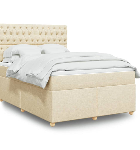Boxspringbett mit Matratze Creme 140x200 cm Stoff