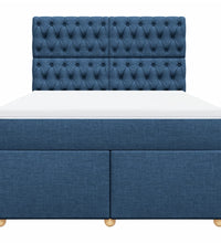 Boxspringbett mit Matratze Blau 140x200 cm Stoff