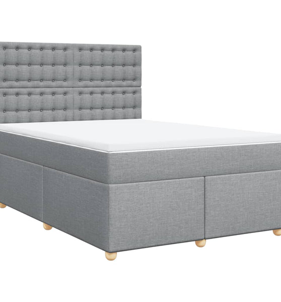 Boxspringbett mit Matratze Hellgrau 140x200 cm Stoff
