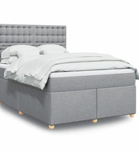 Boxspringbett mit Matratze Hellgrau 140x200 cm Stoff