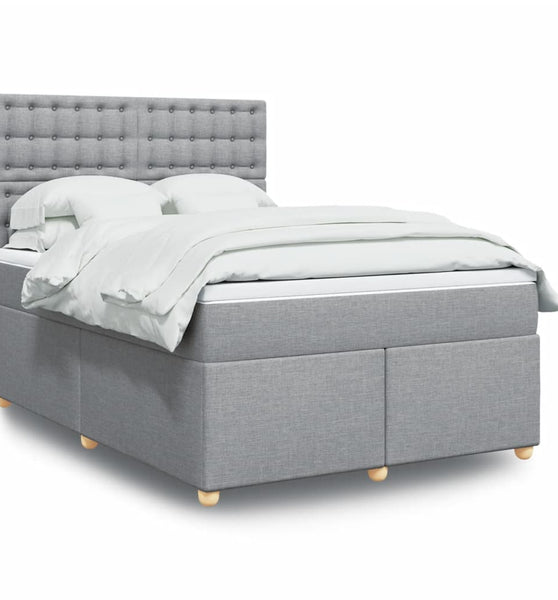 Boxspringbett mit Matratze Hellgrau 140x200 cm Stoff