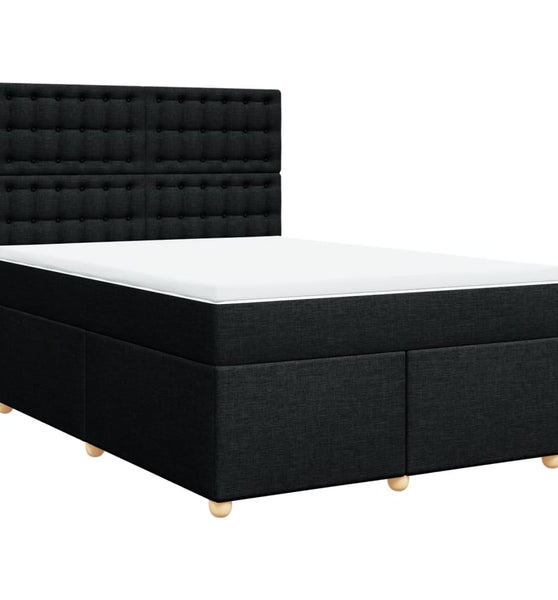 Boxspringbett mit Matratze Schwarz 140x200 cm Stoff