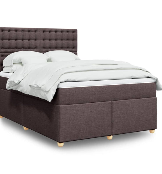 Boxspringbett mit Matratze Dunkelbraun 140x200 cm Stoff
