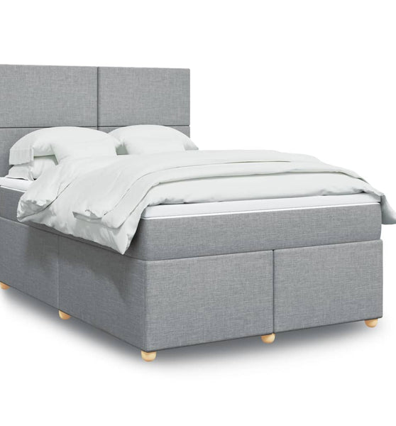 Boxspringbett mit Matratze Hellgrau 160x200 cm Stoff