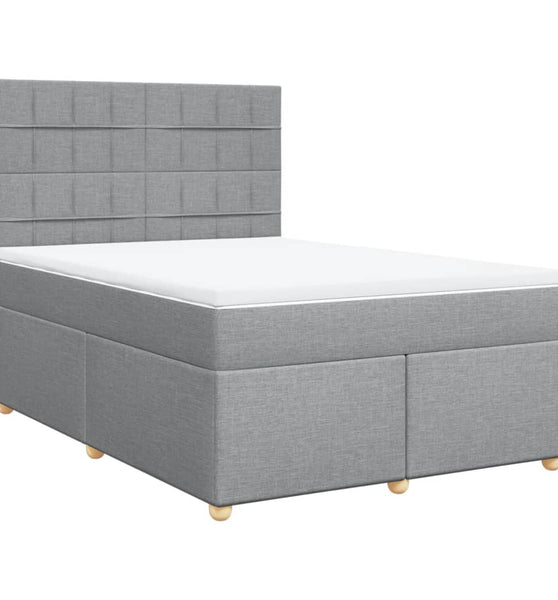 Boxspringbett mit Matratze Hellgrau 160x200 cm Stoff